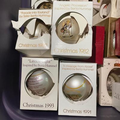 G1153 Large Lot of Vintage Berta Hummel & Schmid Christmas Balls and Gold House Ornaments