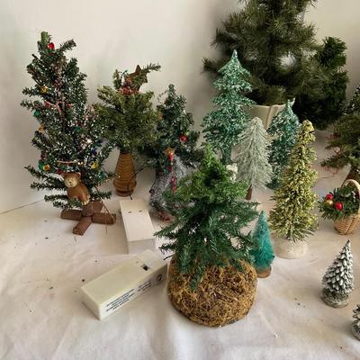 G1154 Lot of Miniature Small Bottle Brush and Artificial Trees