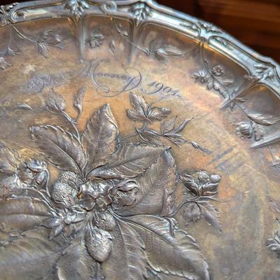 Sterling Silver Rimmed Crystal Starburst Coasters Various Silver Plated & Inscribed 1854 Mooney 1904 Trinket Dish & Bowls &...