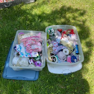 G1160 Two Tubs of Various Ribbon for Gift Wrapping or Home Decor
