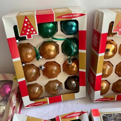 G1162 Large Lot of Vintage Coby and Holly Glass Ball Ornaments