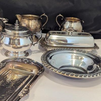 Silver Plated Tea Pots Creamers Serving Dishes #29 (DR)