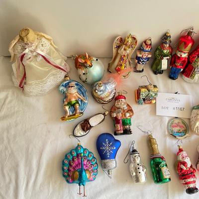 G1167 Large Glass Ornament Lot with Radko and Old World Christmas