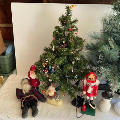 G1170 Lot of Two Trees, Santa Figures , Nutcracker and more