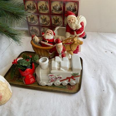 G1170 Lot of Two Trees, Santa Figures , Nutcracker and more