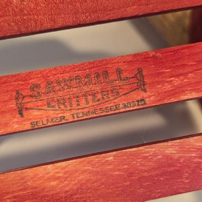 Signed Wicker Wine Caddie & Strawberry Wood Sawmill Critters Selmer Tenn. (DR)
