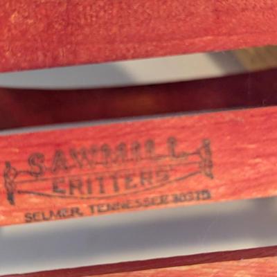 Signed Wicker Wine Caddie & Strawberry Wood Sawmill Critters Selmer Tenn. (DR)