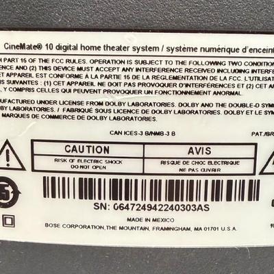 BOSE CineMate 10 Digital Home Theater Speaker System With Remote Control
