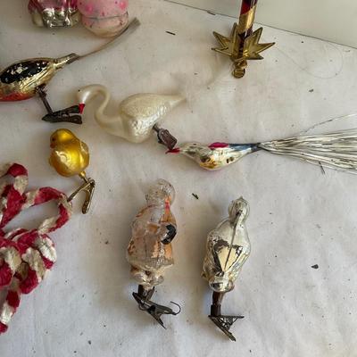 G1181 Antique Figural Glass Christmas Ornaments and Clips