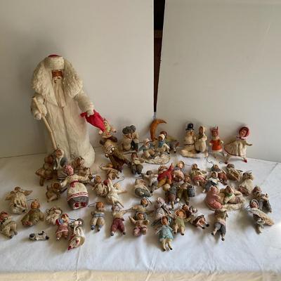 G1182 Large Collection of Antique Russian Paper Maché Christmas Ornaments
