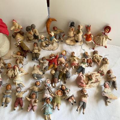 G1182 Large Collection of Antique Russian Paper Maché Christmas Ornaments
