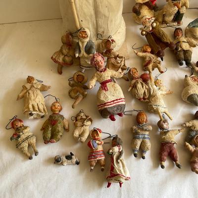 G1182 Large Collection of Antique Russian Paper Maché Christmas Ornaments