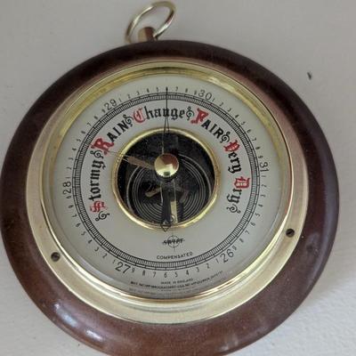 Vintage Swift Nautical Wall Hanging Barometer England Wood & Brass (DD)
