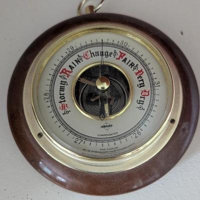 Vintage Swift Nautical Wall Hanging Barometer England Wood & Brass (DD)