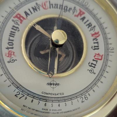 Vintage Swift Nautical Wall Hanging Barometer England Wood & Brass (DD)
