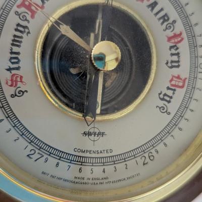 Vintage Swift Nautical Wall Hanging Barometer England Wood & Brass (DD)