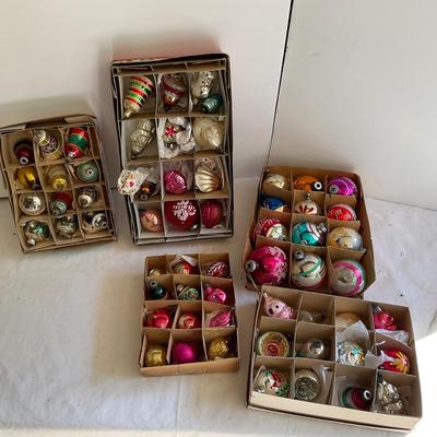 G1185 Five Boxes of Vintage SHINY BRITE Glass Ornaments
