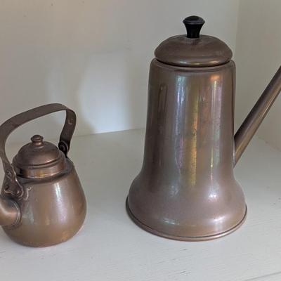 Coppercraft Guild Copper Teapot Chocolate Coffee Tea Pot Brass Taunton Mass. (DD)