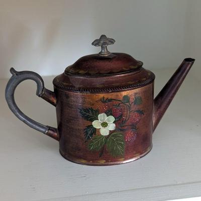 Vintage Chinese Enamel Brass Teapot (DD)