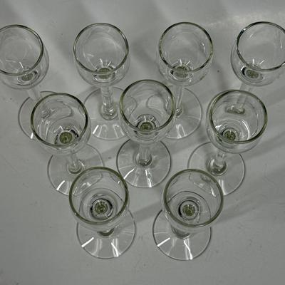 Set of 9 Clear Cordial Glasses