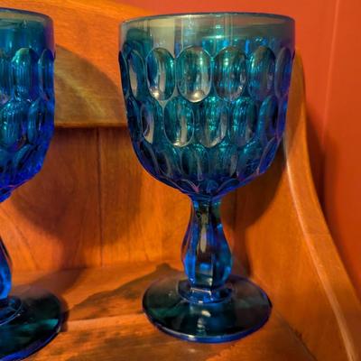 Fenton Glass Thumbprint Water Glasses Imperial Glass L G Wright Panel Grape Amethyst Goblet (DD)