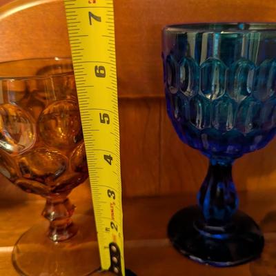 Fenton Glass Thumbprint Water Glasses Imperial Glass L G Wright Panel Grape Amethyst Goblet (DD)