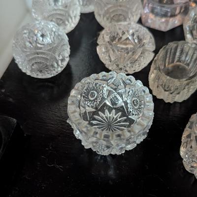 Vintage Diamond Pattern Glass Salt Cellars & Shakers (DD)