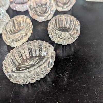 Vintage Diamond Pattern Glass Salt Cellars & Shakers (DD)