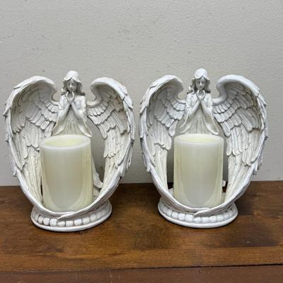 Pair of Resin Little Angel Candle Holders