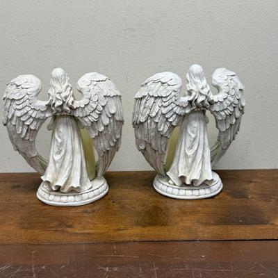 Pair of Resin Little Angel Candle Holders
