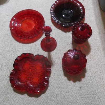 Ruby Red Antique Dishes (B)