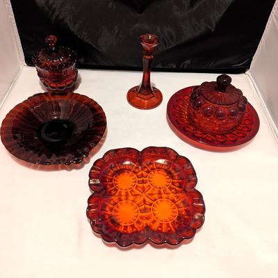 Ruby Red Antique Dishes (B)