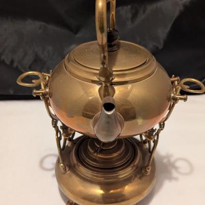 Vintage Brass Spirit Tipping Teapot Kettle Fire Stand (B)