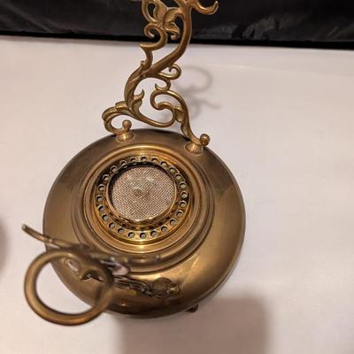 Vintage Brass Spirit Tipping Teapot Kettle Fire Stand (B)