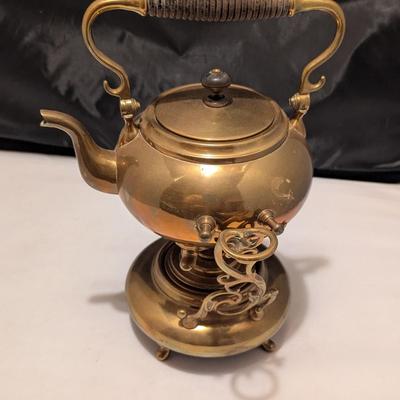 Vintage Brass Spirit Tipping Teapot Kettle Fire Stand (B)