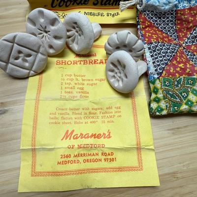 Nibbler sized Handcrafted Cookie Stamps in cute calico material bag