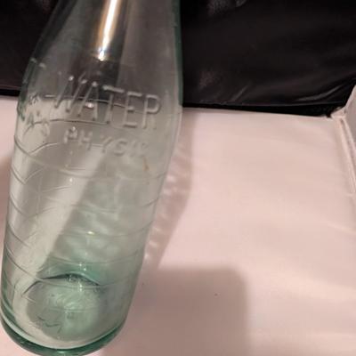 Vintage Aqua Glass Pluto Water America's Physic Bottle With Cap & Canning Jars Canister (B)