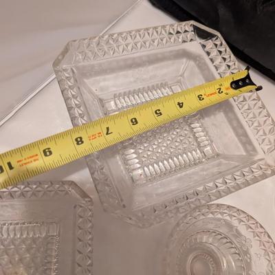 Etched Floral Design & Diamond Serving Dishes (B)