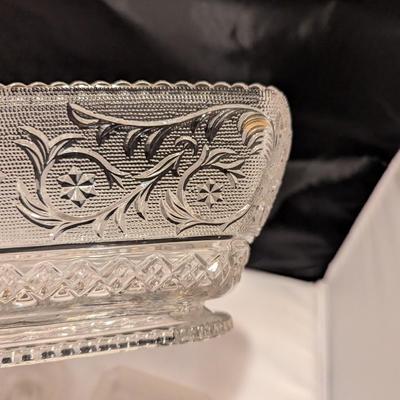 Etched Floral Design & Diamond Serving Dishes (B)