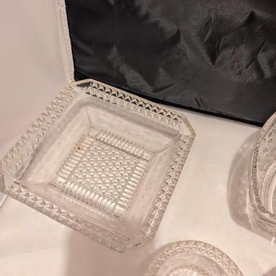 Etched Floral Design & Diamond Serving Dishes (B)