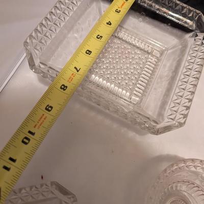 Etched Floral Design & Diamond Serving Dishes (B)