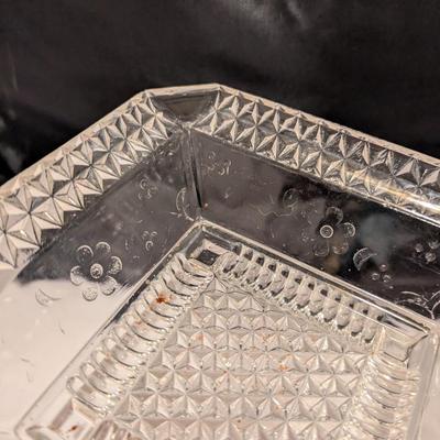 Etched Floral Design & Diamond Serving Dishes (B)
