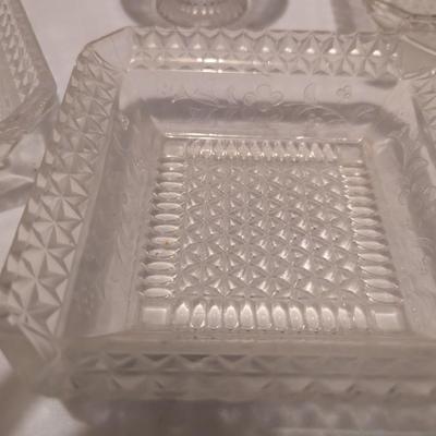 Etched Floral Design & Diamond Serving Dishes (B)