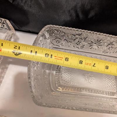 Etched Floral Design & Diamond Serving Dishes (B)