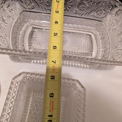 Etched Floral Design & Diamond Serving Dishes (B)