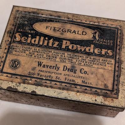 Vintage Advertising Tins Fitzgerald Seidlitz Powders Martin's Capsules Premium Crackers (B)