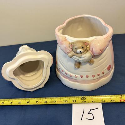 Vintage Pink Dress Mouse Cookie Jar