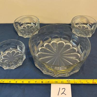 Vintage Thumbprint Flower Glass Salad Set