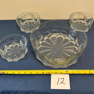 Vintage Thumbprint Flower Glass Salad Set