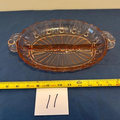 Pink Oyster and Pearl Depression Glass Relish Plate